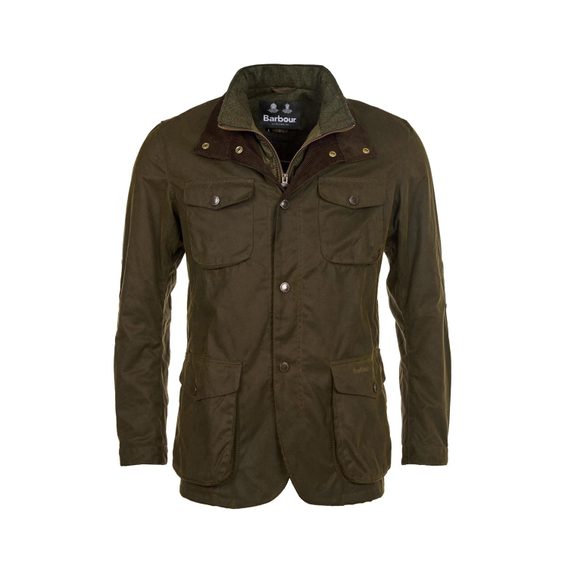 Barbour Ogston viaszolt pamut kabát— Olive