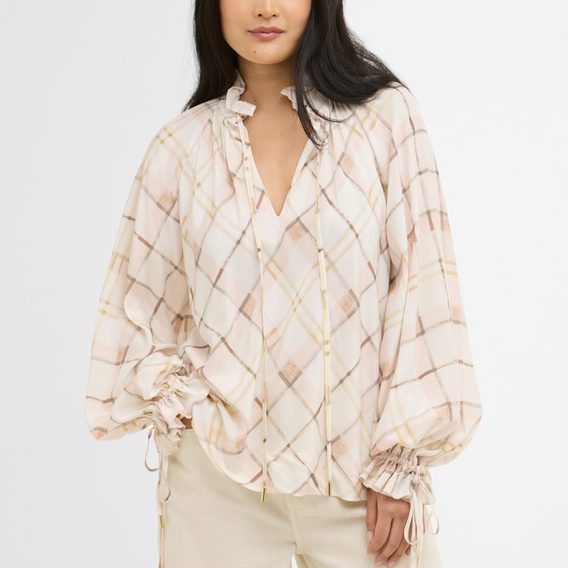 Barbour Asker Check Ruffled Blouse