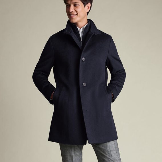 Charles Tyrwhitt Pure Wool Funnel Neck Overcoat