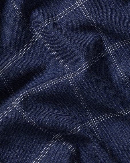 Charles Tyrwhitt Non-Iron Twill Windowpane Check Shirt — Ink Blue