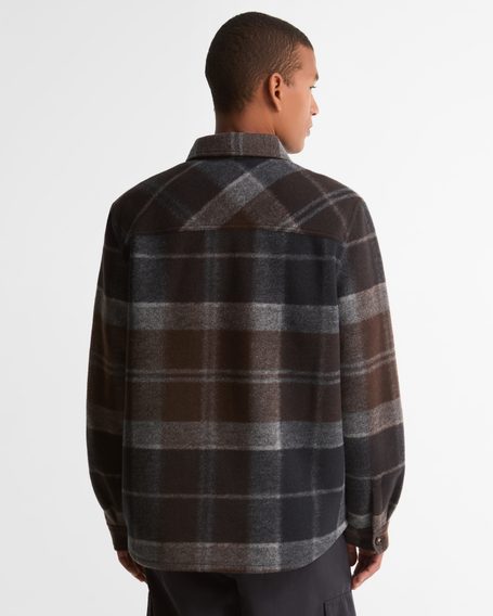 Barbour Woodlane Brushed Check Overshirt — Midnight Oak Tartan