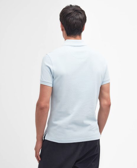 Barbour Tartan Pique Polo Shirt — Sky Blue