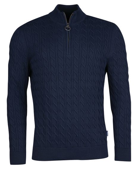 Barbour Cable Knit Half Zip Jumper — Navy