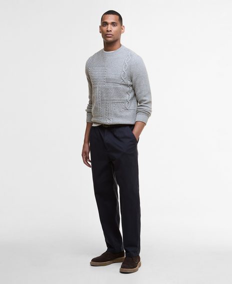 Barbour Casey Cable-Knit Crew Neck Jumper — Light Grey
