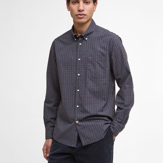 Barbour Lomond Tailored Shirt — Wine Red Tartan