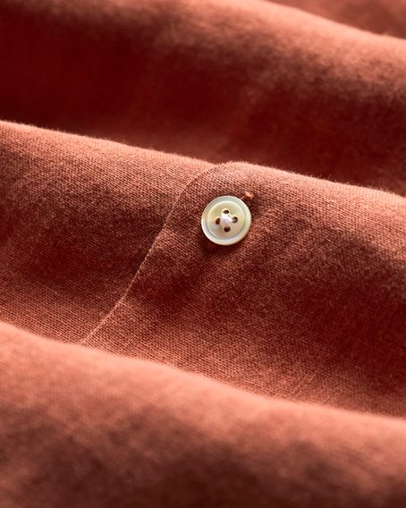 Portuguese Flannel Linen Camp Collar — Terracotta