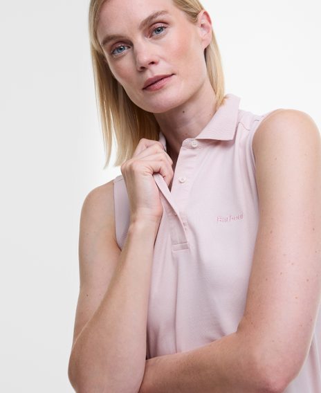 Barbour Bowford Ujjatlan Polo Top — Halvány Rózsaszín