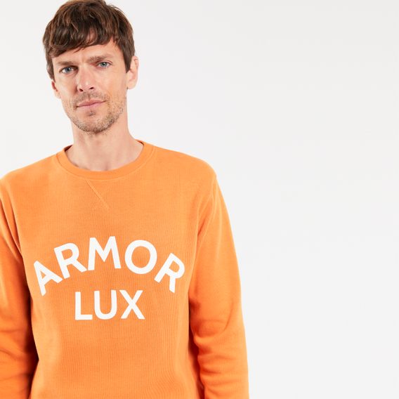 Pamut pulóver felirattal Armor Lux Heritage Sweatshirt - Rusty