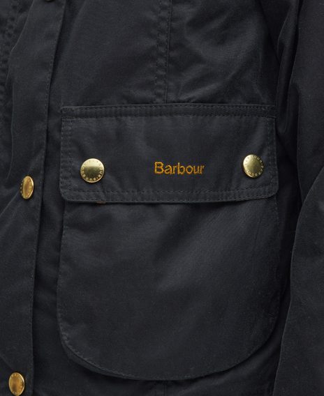 Barbour Cropped Beadnell Waxed Jacket — Sage