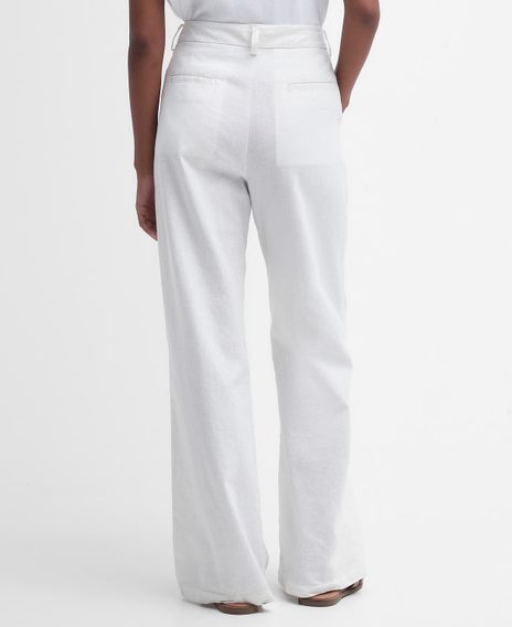 Barbour Somerland Wide-Leg Trousers — Classic White