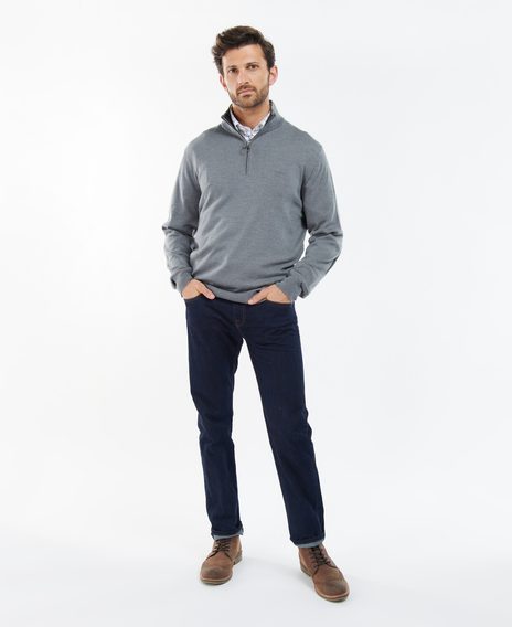 Barbour Loyton Merino félcipzáras pulóver — Grey Marl