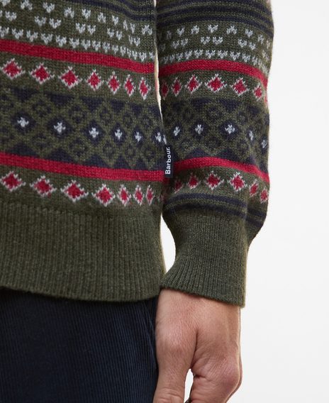 Barbour Easdale Fair Isle Sweater — Khaki