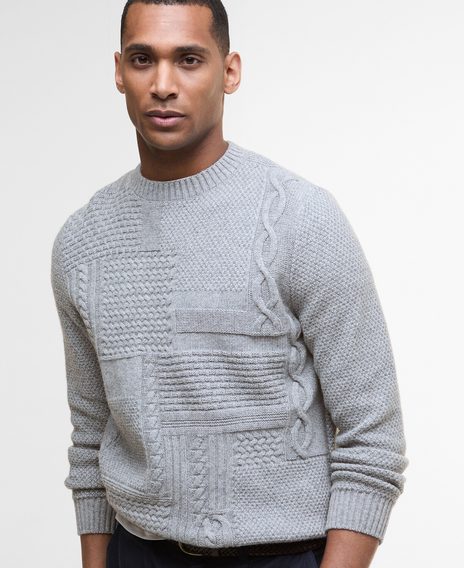 Barbour Casey Cable-Knit Crew Neck Jumper — Light Grey