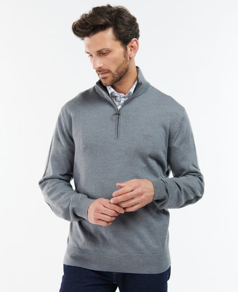 Barbour Loyton Merino félcipzáras pulóver — Grey Marl