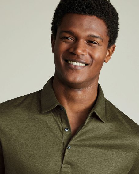 Charles Tyrwhitt Pure Linen Polo — Olive