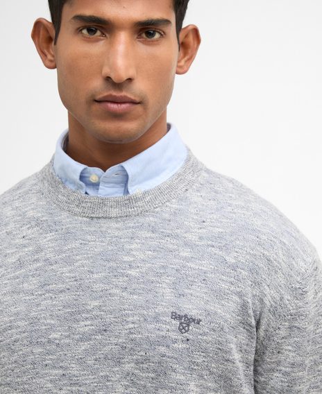 Barbour Flaxby Linen Blend Crew Neck — Navy