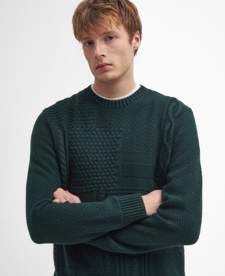 Barbour Casey Cable-Knit Crew Neck Jumper — Seaweed