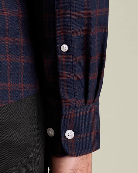 Charles Tyrwhitt Non-Iron Twill Check Shirt — Navy Blue / Rust