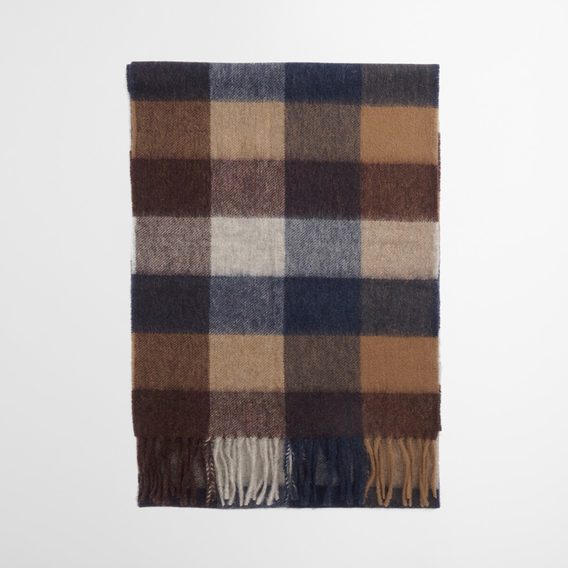 Barbour Large Tattersall Scarf — Bronze Brown