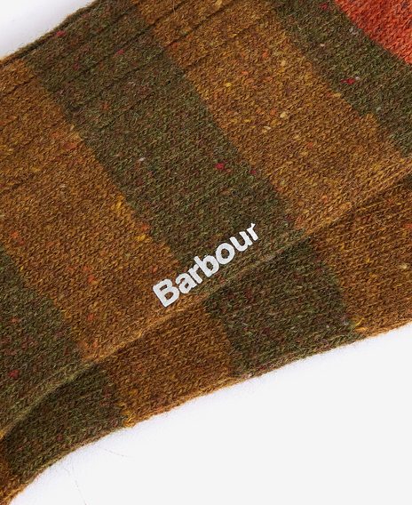 Barbour Houghton Stripe csíkos zokni — Olive/Butternut