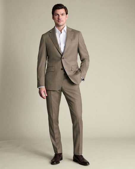 Charles Tyrwhitt Italian Flannel Suit Trousers — Taupe