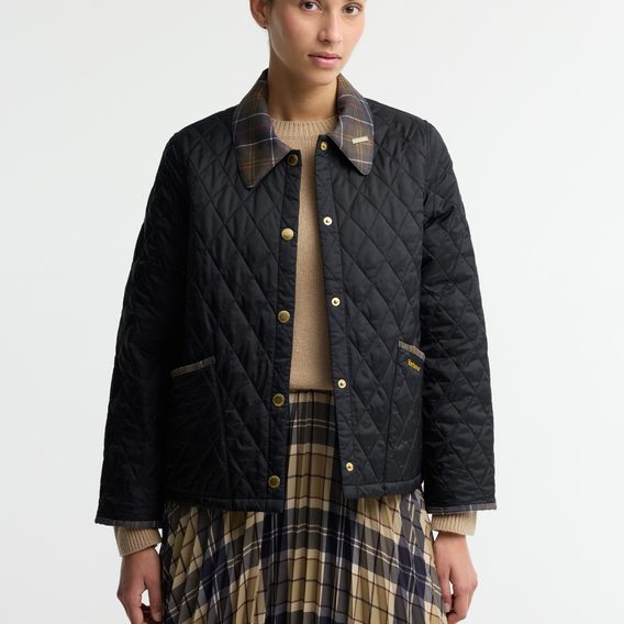Barbour Icons Tartan Collar Cropped Liddesdale Quilted Jacket