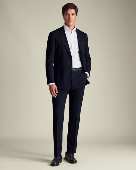 Charles Tyrwhitt Check Suit Trousers — Navy