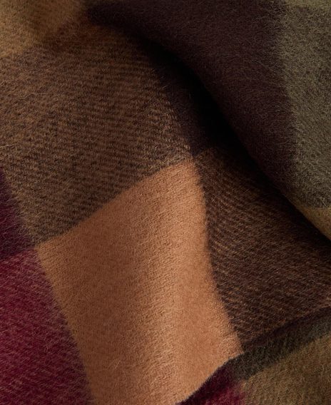 Barbour Large Tattersall Scarf — Tawny Port