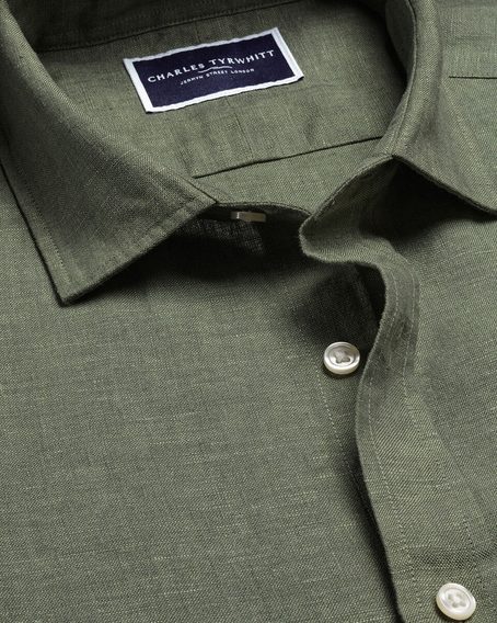 Charles Tyrwhitt Pure Linen Shirt — Olive Green