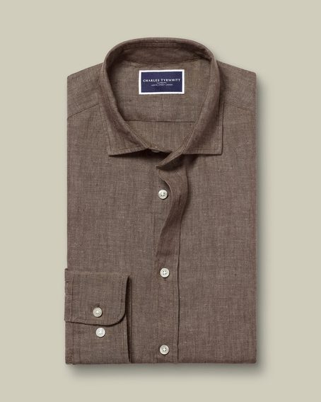 Charles Tyrwhitt Pure Linen Shirt — Mocha