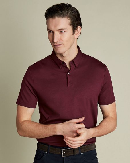 Charles Tyrwhitt Smart Jersey Polo — Burgundy