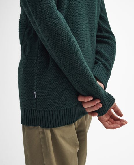 Barbour Casey Cable-Knit Crew Neck Jumper — Seaweed