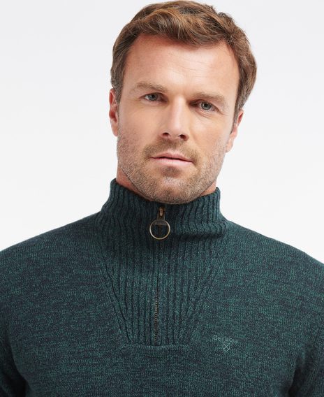 Barbour Essential Lambswool Half Zip Sweater — Seaweed Mix