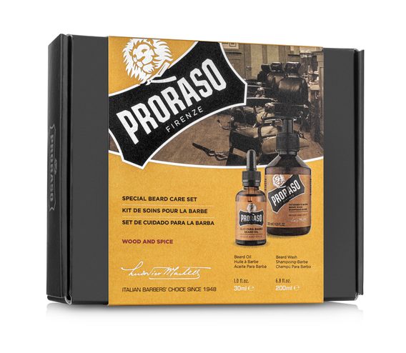 Szakállolaj és szakállszappan ajándékcsomag Proraso Wood & Spice