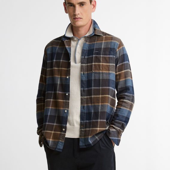 Barbour Copswell Relaxed Checked Shirt — Dark Sand