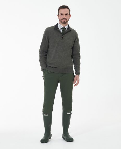 Barbour Loyton Merino félcipzáras pulóver — Olive Marl