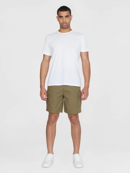 KnowledgeCotton Apparel FIG Cargo Poplin Shorts — Burned Olive