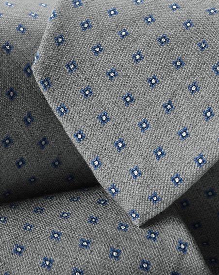 Charles Tyrwhitt Silk Linen Geo Print Tie — Silver