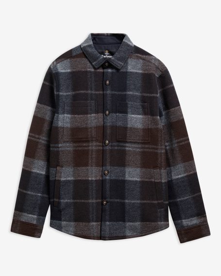 Barbour Woodlane Brushed Check Overshirt — Midnight Oak Tartan