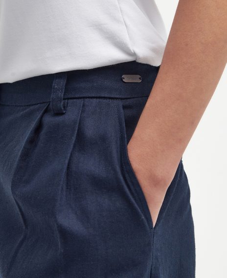 Barbour Somerland Wide-Leg Trousers — Classic Navy
