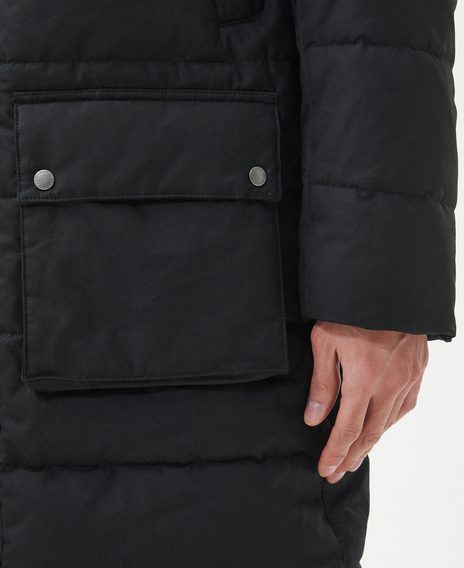 Barbour International Dowanside Wax Parka Jacket — Classic Black