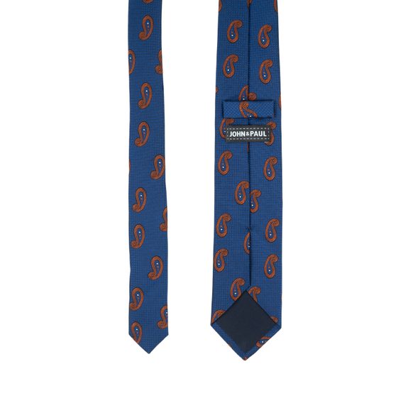 Fraktálmintás nyakkendő John & Paul — Kék-narancssárga