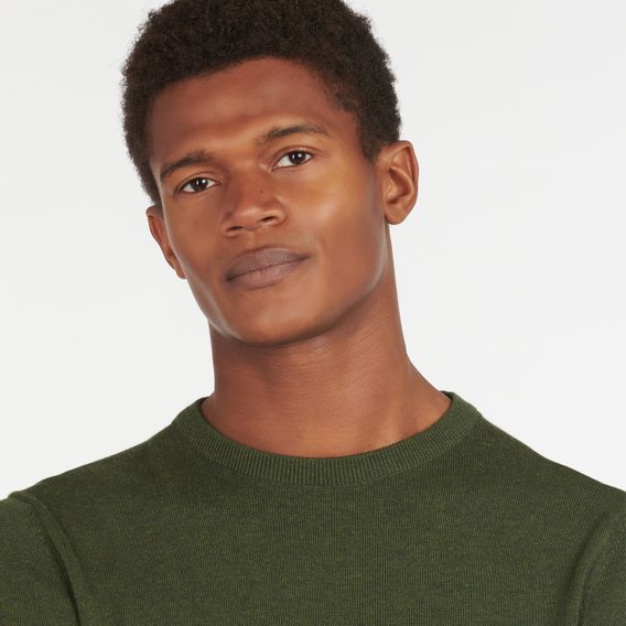 Barbour Pima Cotton Crew Neck Jumper — Rifle Green Marl