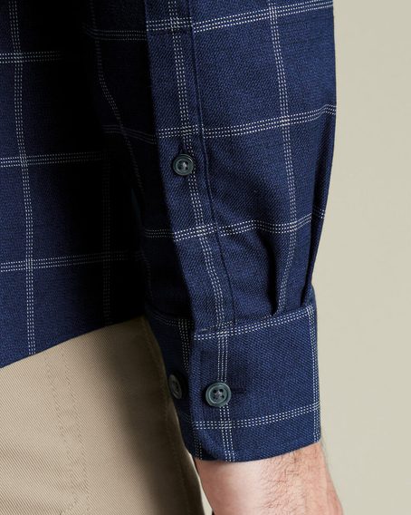Charles Tyrwhitt Non-Iron Twill Windowpane Check Shirt — Ink Blue