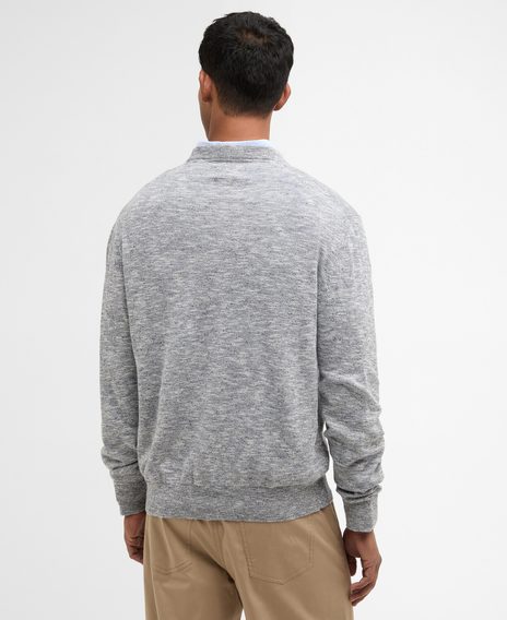 Barbour Flaxby Linen Blend Crew Neck — Navy