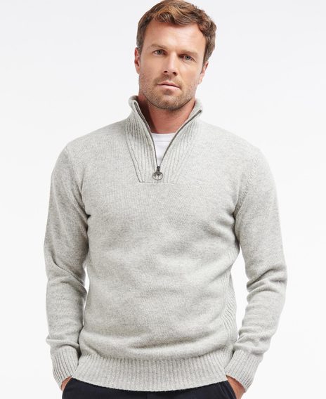 Barbour Essential Lambswool Half Zip Sweater — Grey