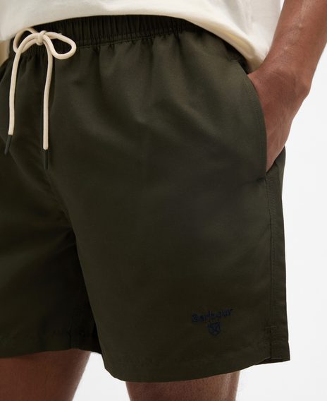 Barbour Water Reactive Tartan Swim Shorts — Olive