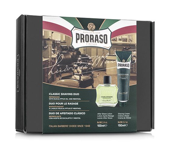 Frissítő krém és aftershave ajándékcsomag Proraso Green - eukalyptus