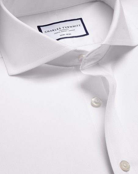 Charles Tyrwhitt Extreme Spread Collar Twill Shirt — White