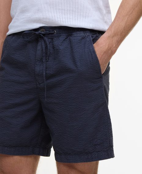 Barbour Seersucker Relaxed Shorts — Navy